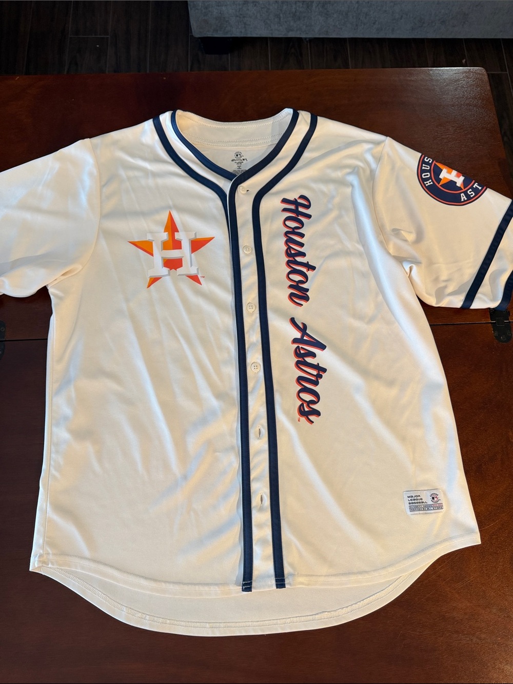 Never worn Houston Astros Men's White Button-Front Jersey with Navy Trim